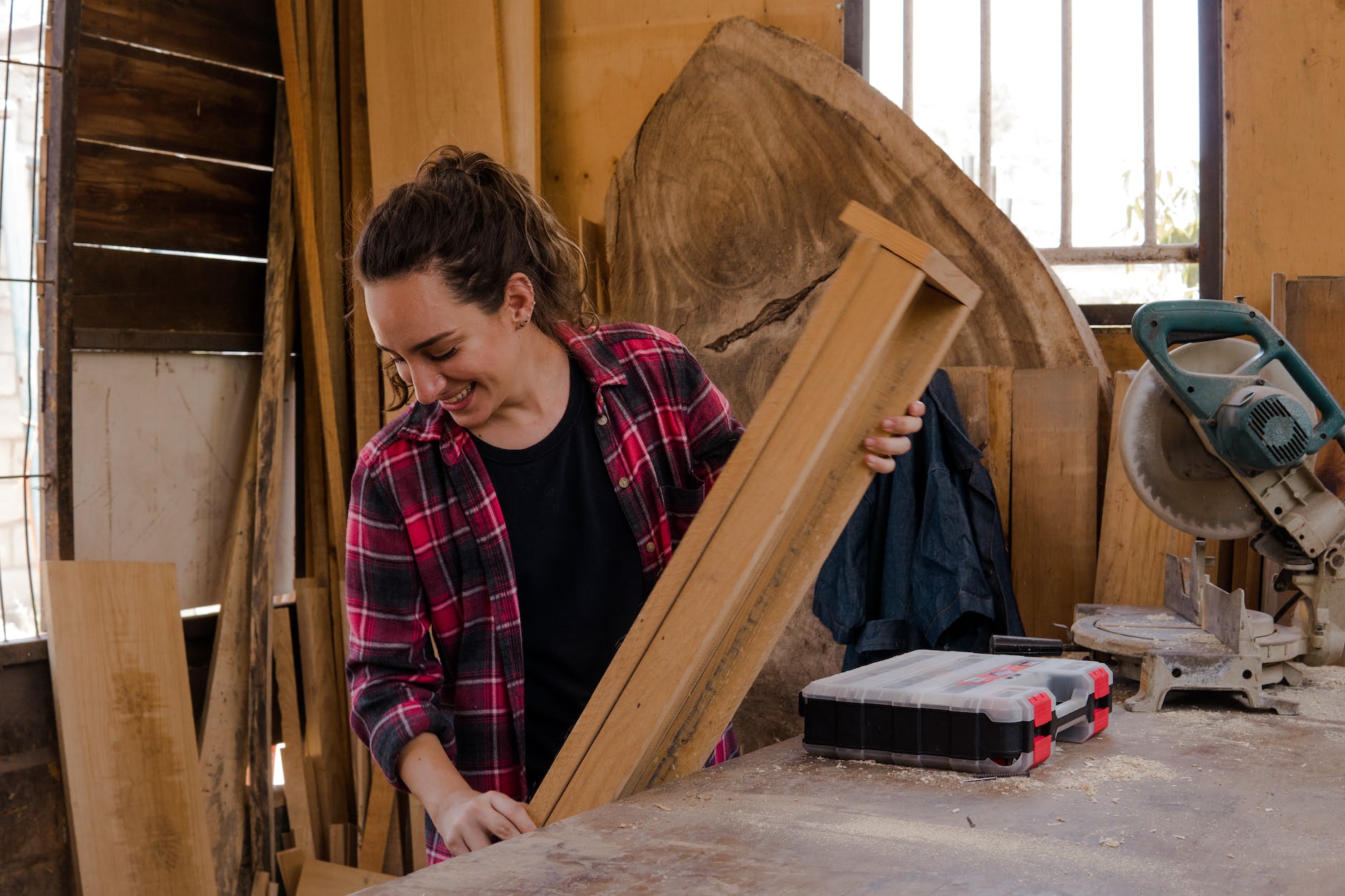 woman in woodworking